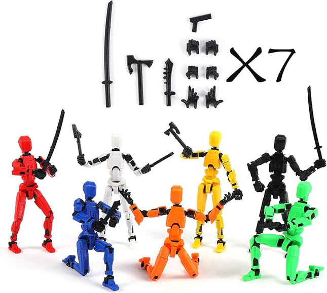 7PCS Assembly Completed T13 Action Figure,3D Printed Multi-Jointed Movable Lucky 13 Action Figures,Multi-Articular Dummy 13 Action Figures,Desktop Decorations Toys (7 Colors)