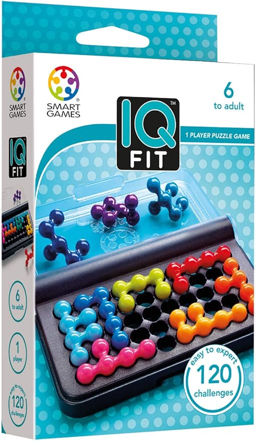 SmartGames IQ Fit – Compact Travel Puzzle Game with 120 3D Challenges, Brain-Teasing Logic Game for Kids & Adults, STEM Toy for Ages 6 to Adult, Portable Brain Teaser for On-The-Go Fun
