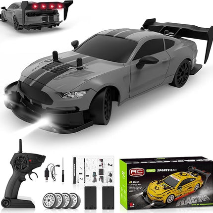 RC Drift Car 1:20 Scale Remote Control Cars 2.4GHz 4WD High Speed RTR Racing Vehicle with LED Lights 2 Rechargeable Batteries and Drifting Tires Racing Sport Toy Car for Adults Kids Boys Girls