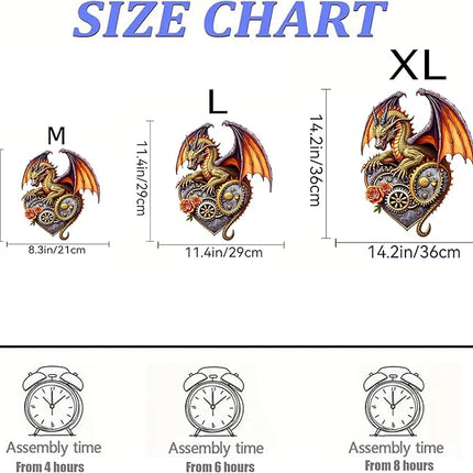 Jigsaw Puzzles,210 Pieces Flying Dragon Wooden Puzzles for Adults, Unique Shaped Plant Puzzles,Brain Teaser Family Flower Puzzle Game (Dragon, Medium)