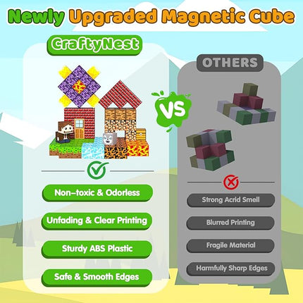 208PCS Magnetic Blocks for Kids 4-8, Magnetic Building Blocks Cubes, Stacking Magnetic Building Tiles Toys for Kids Toddlers Boys Girls Ages 3 4 5 6 7 8-12 Birthday Gifts