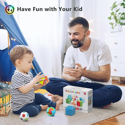 Vdealen Fidget Brain Teaser Toy for Kids, 3D PuzzlesToys Bundle of 3x3 Speed Cube, Maze Box, Rainbow Puzzle Ball, Wisdom Ball, Fidget Snake Cube, Infinity Cube IQ Games for Toddlers Kids Adults