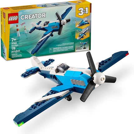 LEGO Creator 3 in 1 Aircraft Race Plane Toy - Building Toy with 3 Building Options, Airplane, Fighter Jet, or Helicopter - Gift Idea for Kids, Boys and Girls, Ages 7+ - 31160