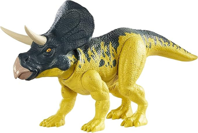 Jurassic World Toys Wild Pack Zuniceratops Herbivore Dinosaur Action Figure Toy with Movable Joints, Realistic Sculpting & Attack Feature, Kids Gift Ages 3 Years & Older