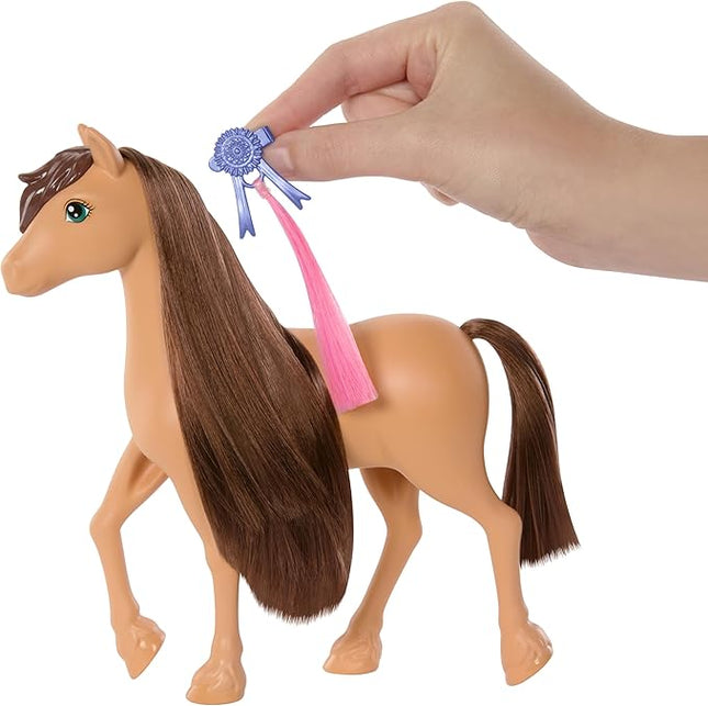 Barbie Mysteries: in Search of The Lost Mare Horse Hairstyles, Doll Toy Horse with Extra Long Mane, Comb and Hair Accessories, Inspired by The Series, +3 Years, HXJ37