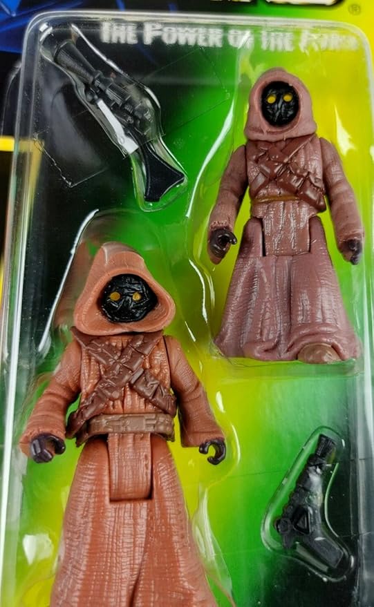 Star Wars, The Power Of The Force Green Card, Jawas Action Figures, 3.75 Inches