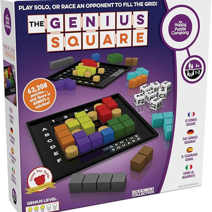 The Genius Square from The Happy Puzzle Company – Game of The Year Award Winner, 60000+ Solutions STEM Puzzle Game. Roll Dice, Race Your Opponent to Fill Grid with Different Shapes!