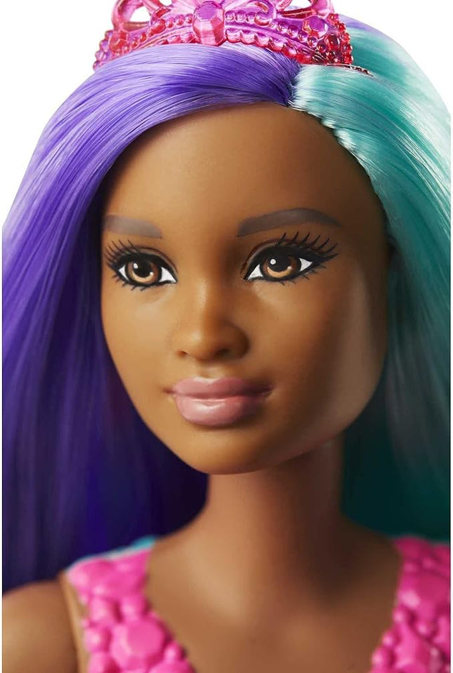 Barbie Dreamtopia Mermaid Doll, 12-inch, Teal and Purple Hair, with Tiara, Gift for 3 to 7 Year Olds