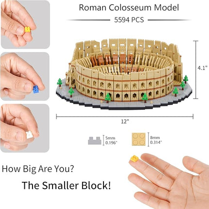 Building Blocks Set Roman Colosseum Model Micro Building Blocks 5594 PCS Famous Architecture Model Mini Building Kit, Gift for Kids and Adults
