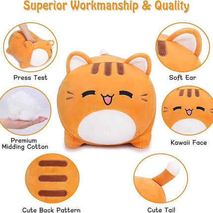 Auspicious beginning Orange Cat Stuffed Animal-16'' Orange Cat Plush, Kawaii Soft Plush Toy, Plushie Soft Kawaii Stuffed Animal Pillow Doll for Kids' Birthdays Home Decoration