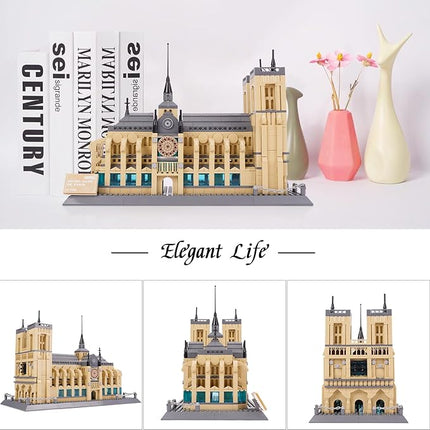 Notre Dame de Paris Building Blocks Set, World Famous History Architectural Model Kit, French Landmark Collection Set for Adults Kids 8+, Gift & Office Home Décor, 1382 PCS