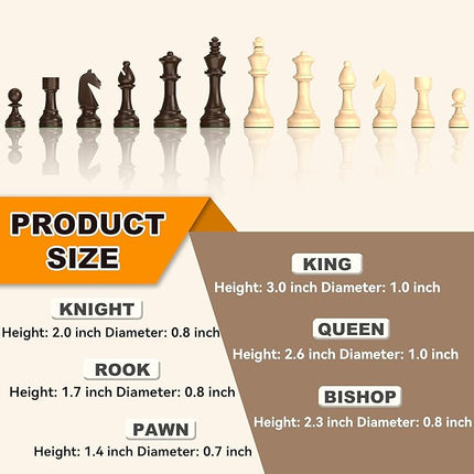 Premium Natural Walnut 13" x 13" Magnetic Wooden Chess Set with 1 Built-in Storage Drawers - 2 Bonus Extra Queens - 24 Checkers Pieces - Staunton Chess Pieces, Board Games Chess Sets