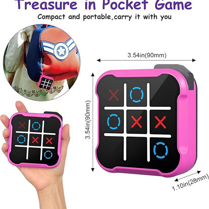 Tic Tac Toe Game, 4 in 1 Handheld Educational Game Machine, Electronic Tic Tac Toe Game for Education and Memory Growth, Home, Toy Board Game for Kids and Adults (Purple)