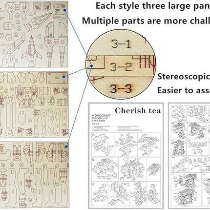 3D Wooden Robot Puzzle,4 Piece Set Wood Crafts DIY Assembly Puzzle,Wooden Robot Model Kits,3D Wood STEM Toys for Adults & Teens Christmas Birthday Gifts,Room Décor