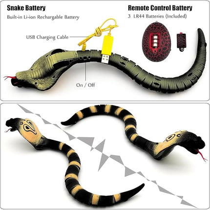 Tipmant RC Snake IR Remote Control Cobra Electric Fake Realistic Animal Crawling Vehicle Scary Trick Kids Halloween Christmas Prank Toys Birthday Gifts (Grey)