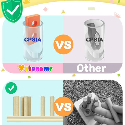 Yetonamr Montessori Toys for 1 2 3 Years Old Boys Girls Birthday Gifts, Wooden Sensory Toys for Ages 2-4 Kids Baby, Toddler Learning Toy Activities Puzzles Ages 1-3