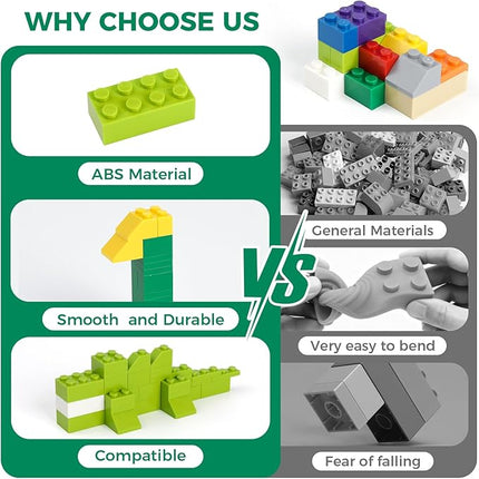 1100 Pieces Building Blocks, Compatible with All Major Brands, Classic Bulk Blocks, Includes Wheels, Door, Window, Street Lights