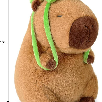 Ditucu Cute Capybara Plush with Turtle Backpack Soft Capibara Stuffed Animal Plushies Toys Hugging Gifts for Kids Brown 17 inch