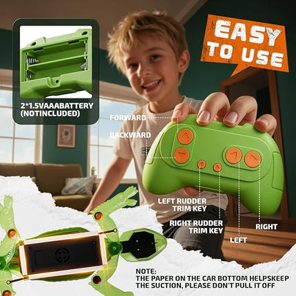 Glow-in-The-Dark Wall Climbing Chameleon, Remote Control Car Kids Toys with Rechargeable Indoor Wall Crawler Robot Geckos Toys Gifts for Boys & Girls Ages 3 & Up