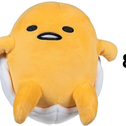 Jazwares Hello Kitty and Friends - 8” Gudetama Squishy Plush Relaxing in an Egg Shell - Officially Licensed Sanrio Product Ages 6+