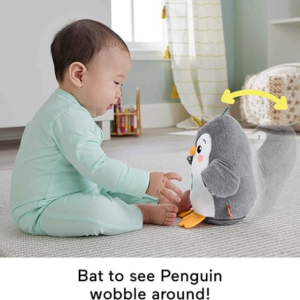 Fisher-Price Baby Tummy Time Toy Flap & Wobble Penguin, Plush with Music & Motion for Sensory Play Newborns Ages 0+ Months