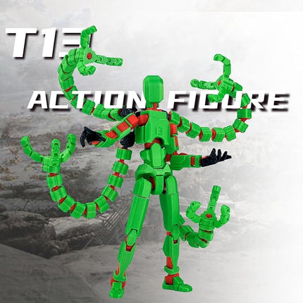 Already Assembled T13 Action Figure Accessories,Dummy 13 T13 Multi-Jointed Movable,for Collectors Desktop Decorations t-13 Movability 3D Printed Toys (Green)