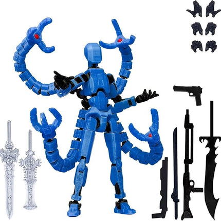 Already Assembled T13 Action Figure Accessories,T13 Multi-Jointed Movable,for Collectors Desktop Decorations t-13 Movability 3D Printed Toys (Blue, 5.5 Inch)