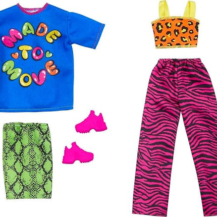 Barbie Clothes, Fashion & Accessories Pack Fashion Dolls, Set Includes 2 Complete Looks with Vibrant Outfits & Styling Pieces