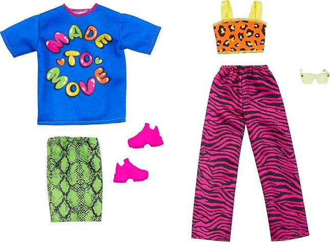 Barbie Clothes, Fashion & Accessories Pack Fashion Dolls, Set Includes 2 Complete Looks with Vibrant Outfits & Styling Pieces