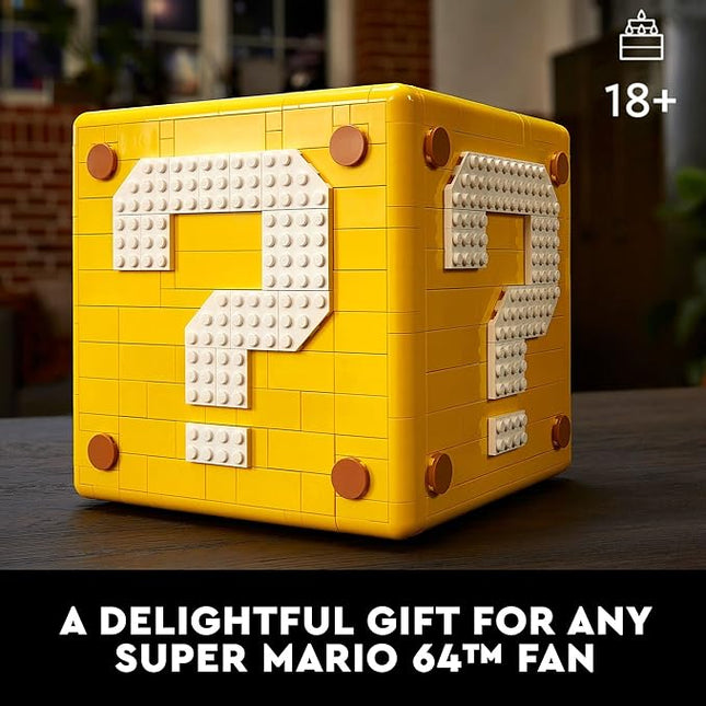 LEGO Super Mario 64 Question Mark Block 71395, 3D Model Set for Adults with 4 Microscale Game Levels: Peach’s Castle, Bob-omb Battlefield, Cool Mountain and Lethal Lava Trouble