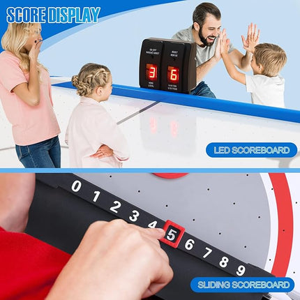 Foldable Air Hockey Table, 48" Indoor Air Hockey Arcade Table Gaming Set with 2 Pucks, 2 Pushers, Electronic Score Systems for Adults and Kids, Home Game Room, Family Recreation