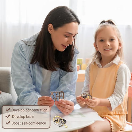 12 PCS Brain Teaser Puzzles Metal Puzzle Logic Metal Puzzle for Adult Lock Puzzles Gift for Adults Teenagers Kids