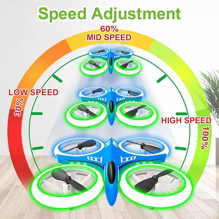 Dwi Dowellin 4.9 Inch Mini Drone for Kids LED Night Lights One Key Take Off Landing Flips RC Remote Control Small Flying Toys Drones for Beginners Boys and Girls Adults Nano Quadcopter, Blue