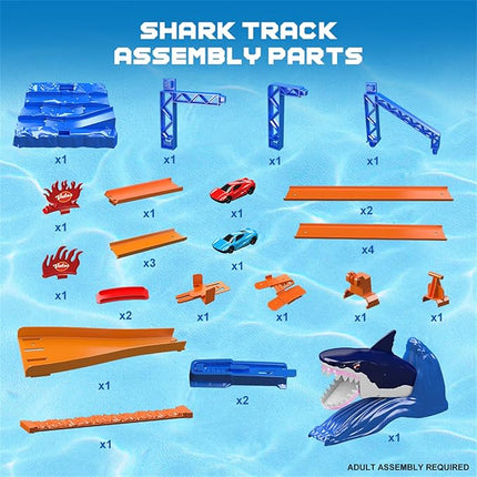 VATOS Shark Toys Car Track Set, Dual Loop Race Track Toy for Boys, Shark Car Racing Tracks with 2 Race Cars & Launchers, Jumping Raceway Playset Kids Toys Gift for Boys Girls 3 4 5 6 7 8 Year Old
