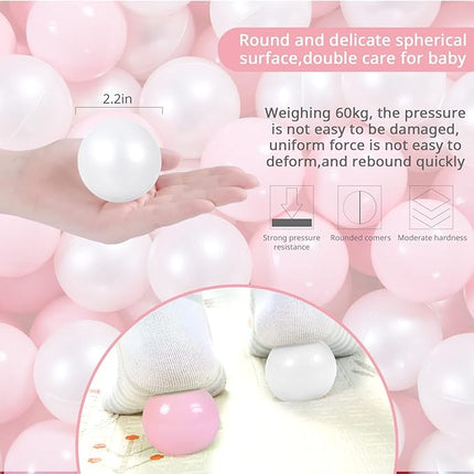 Ball Pit Balls Pack of 100 200 500 - Star and Round Set BPA Free Phthalate Free Non-Toxic Crush Proof Play Balls Soft Plastic Balls for Toddlers Baby Kids Birthday Pool Tent Party