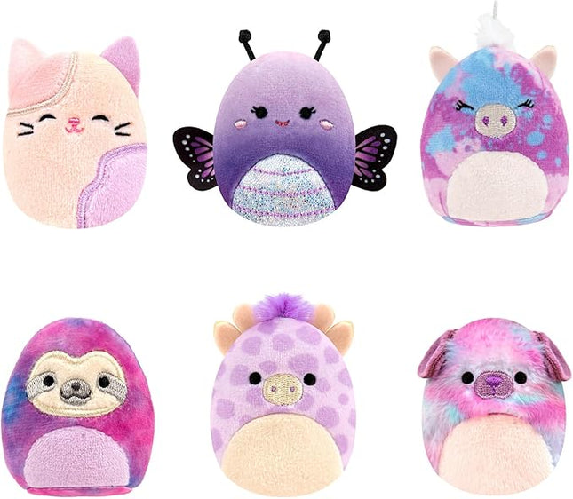 Squishville by Original Squishmallows Purple Pals Squad Plush - Six 2-Inch Squishmallows Plush Including Bashira, Mollie, Carlota, Patrick, Rida, and Jazzy - Toys for Kids