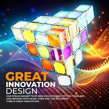 24 Magnetic Building Blocks – Light-Up STEM Educational Toy for Toddlers & Kids, Intertek Approved, Patented in US & China, Interactive Learning Cubes