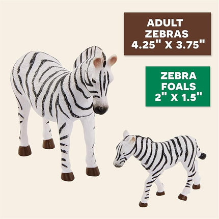Terra by Battat – 4 Pieces Zebra Family – Realistic Plastic Safari Animals for Kids – Zoo Animal Toys – Educational Figures – Inspires Creative Play – Great Gift for Toddlers & Kids – 3+ Years