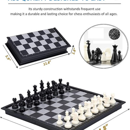 Chess Sets Magnetic Board Games - 11.8 Inches Travel Chess Board, Foldable & Portable Gifts Classic 2-Player Strategy Family Games Educational Toys for Teens and Adults
