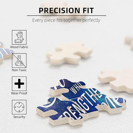 Christian Jigsaw Puzzles 1000 Pieces for Adults, Shining Cross & Philippians 4:13 Bible Verse, Uplifting Religious Wooden Puzzle, Faith-Based Gift