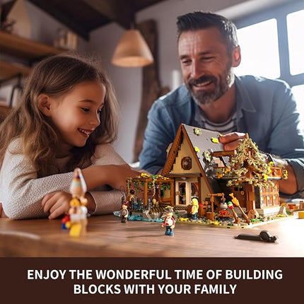 FUNWHOLE A-Frame Cabin Lighting Building Bricks Set - 2061 PCS Adult Construction Building Model Set for Adults and Teen