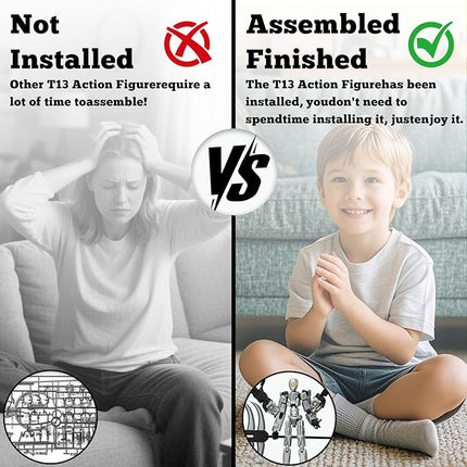 T13 Action Figure Assembly Completed, T13 Multi-Jointed Movable Robot Action Figure Set,Collectors Desktop Decorations for Game Lovers Toys (Silvery, 5.5IN)