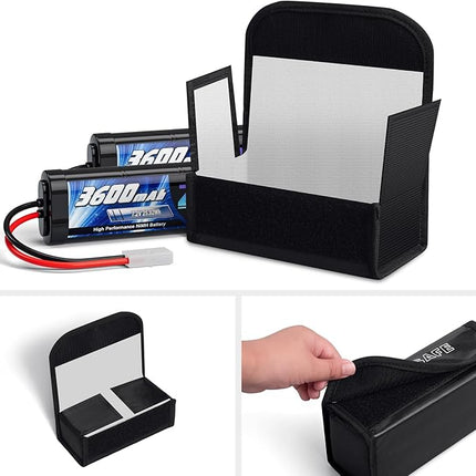 2pcs Lipo Battery Bag, Fireproof Lipo Guard Safe Box, 185x75x60mm Explosionproof Small Charging Case for rc Storage, Lithium ion and Travel Protection