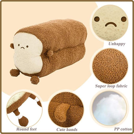 DENTRUN Toast Plush Pillow, Stuffed Bread Shape, Soft Toast Bread Food Plushies, Fun Sofa Cushion, Stuffed Doll Toy for Kids, Adults Gift, Home Bed Room Decor, 15"