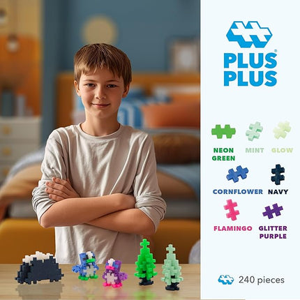 PLUS PLUS 240 Piece Interlocking Building Blocks for Kids, Open Ended Connecting Toys, STEM Bin Classroom Mini Manipulatives - Northern Lights Mix Play Tube