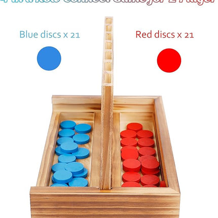 Glintoper Shut The Box & 4 in a Row Tables Game Set, Classic Wood Dice Game with Numbers & Line Up 4 Game for Kids Family, Living Room Rustic Coffee Table Decor, Travel Game Strategy Board Games