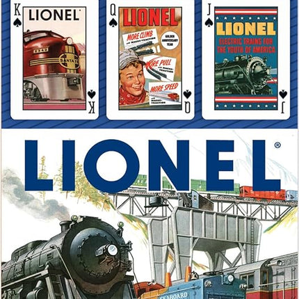 Masterpieces Lionel Playing Cards Deck - Trains Themed Standard 54 Card Deck, Unique Lionel Trains Face Cards & Jokers, Retro Style, for Families & Adults