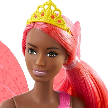 Barbie Dreamtopia Fairy Fashion Doll & Accessories, Pink Hair with Removable Skirt, Headband & Wings