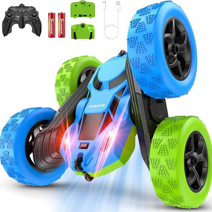 Remote Control Car for Kids Ages 6+, RC Cars Stunt Car Toy 4WD Double Sided 360° Rotating Remote Control with Headlights, Birthday Xmas Gifts for Boys 6 7 8 9 10 11 12