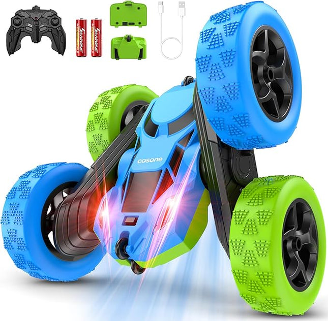 Remote Control Car for Kids Ages 6+, RC Cars Stunt Car Toy 4WD Double Sided 360° Rotating Remote Control with Headlights, Birthday Xmas Gifts for Boys 6 7 8 9 10 11 12